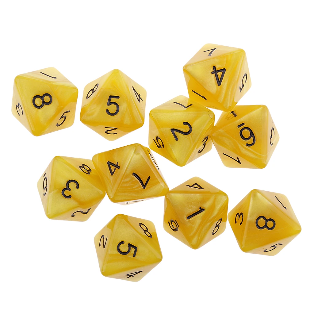 10pcs 8 10 Sided Dice D8 D10 Polyhedral Dice for Party Table Games Gaming Dice Birthday Parties Board Game