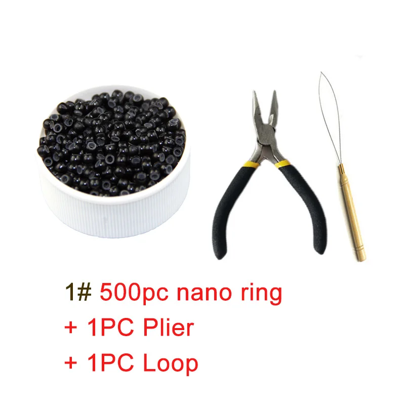 Silicone Nano Rings 500pcs Hair Beads Micro Beads Kits Dreadlock Hair Extension Tools+ Plier and Loop Fashion Salon Hairstylist