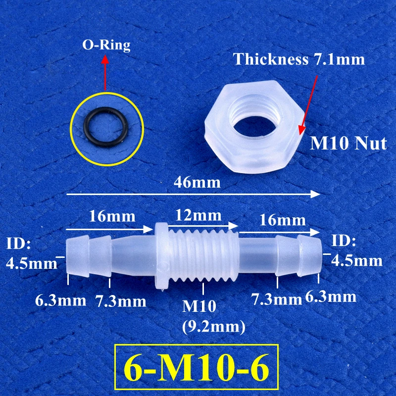 SgooHan 5~200 Stück M6~M10 bis 3~8 mm PP Pagoda-Direktverbinder Sechskantmutter ​ O-Ring Aquarium-Luftpumpenadapter Gartenbewässerungs-Schlauchverbinder 3