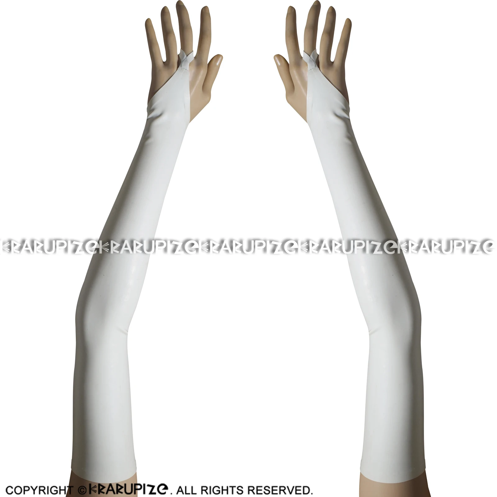 White Sexy Long Latex Gloves Rubber Gauntlets Mitts Mitten ST-0068