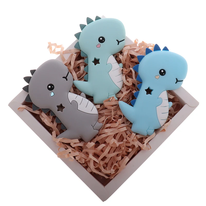 Food Grade 10pcs Stegosaurus Silicone Dinosaur Baby Teethers Dragon BPA Free Infant Products Newborn Pacifier Chain DIY Toys