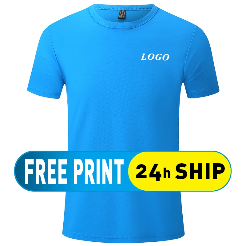 Cheap Quick-drying Round Neck T-shirt Custom Printed Logo Men And Women Sports Tees Embroidery  PersonalizedDesign Free Shipping