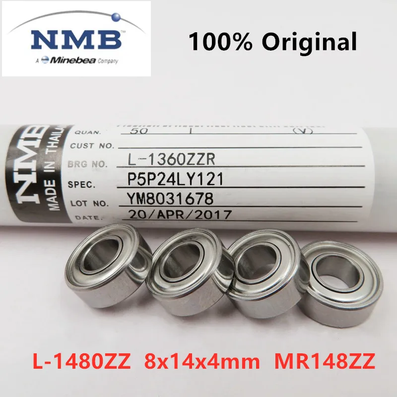 

50pcs original Minebea NMB bearing L-1480ZZ 8x14x4 mm MR148ZZ precision miniature ball bearings 1480 MR148 8*14*4 mm