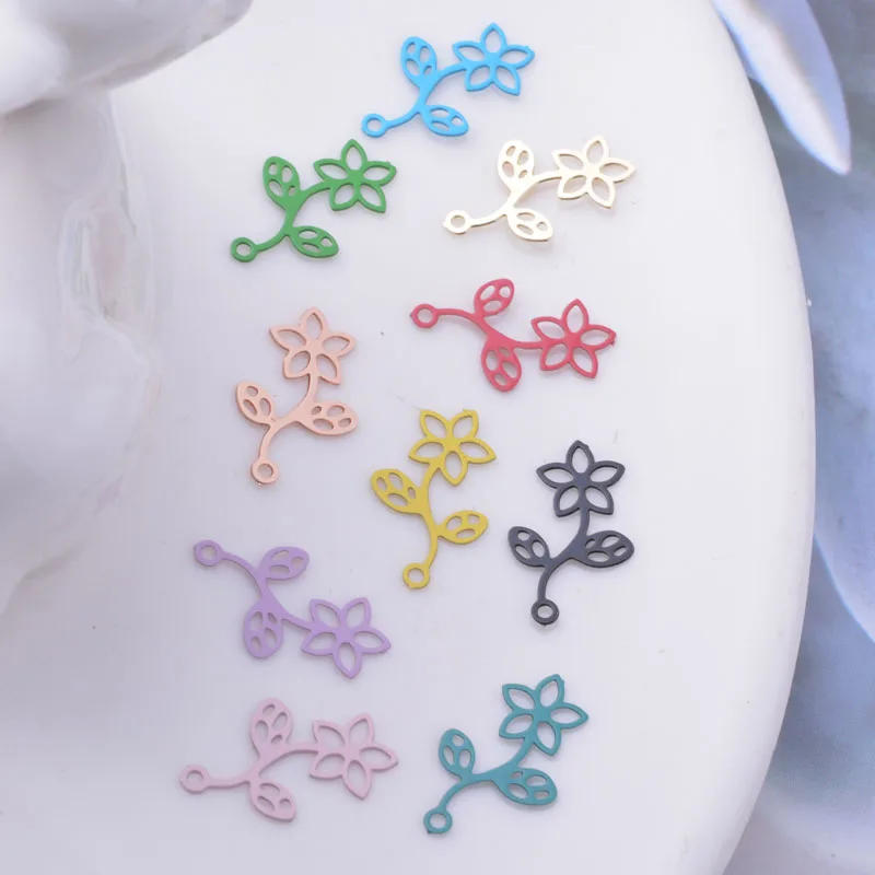 100 Stück AC10329 15*8mm Kleine Blumenanhänger DIY Schmuck Ohrring-Komponenten – Detail 6