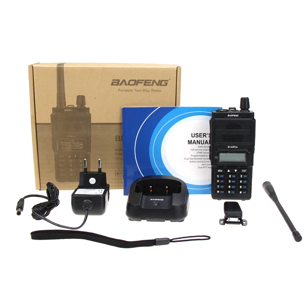 New Baofeng BF-A55 Plus Walkie Talkie Dual Band VHF/UHF 136-174/400-520MHz 8W Transmit Power 128CH Hunting CB Ham Radio Scanner