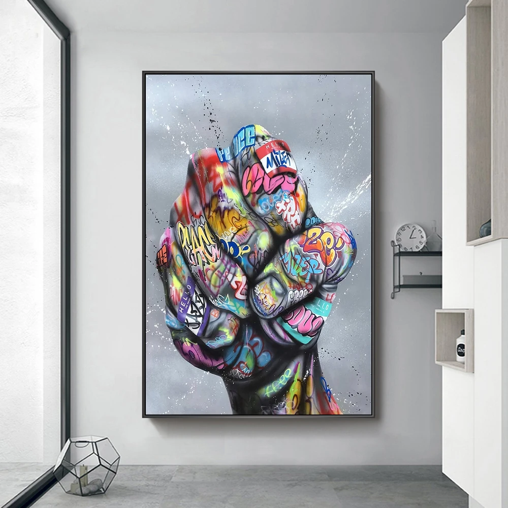 

Power of Fist Street Art Posters And Prints Abstract Art Paintings on the Wall Graffiti Art Modern Pictures Home Decor Cuadros