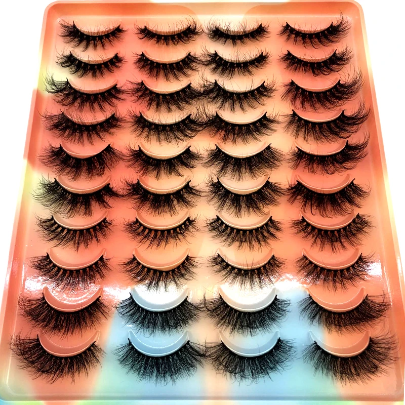 New 20 Pairs 10-25mm Fake Eyelashes 100% Mink Eyelashes Mink Lashes Natural Dramatic Volume Eyelashes Extension False Eyelashes