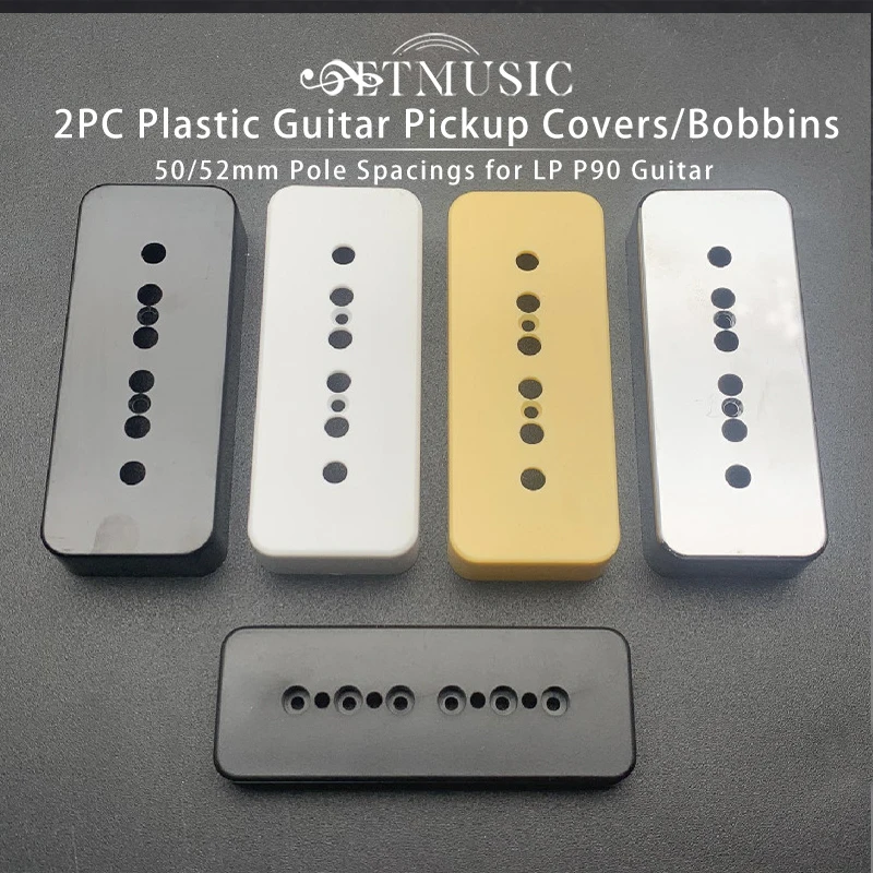 2Pcs Soapbar Plastic Guitar Pickup Covers/Bobbins 50/52mm Pole Spacings for LP P90 Style Guitar