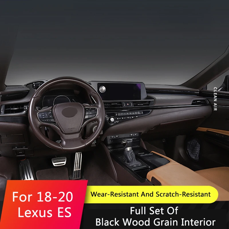 TAJIAN Black Wood Grain ABS Interior Mouldings Storage Box Decoration Cover Gear Panel Trim Frame For Lexus ES 200 260 300H18-23
