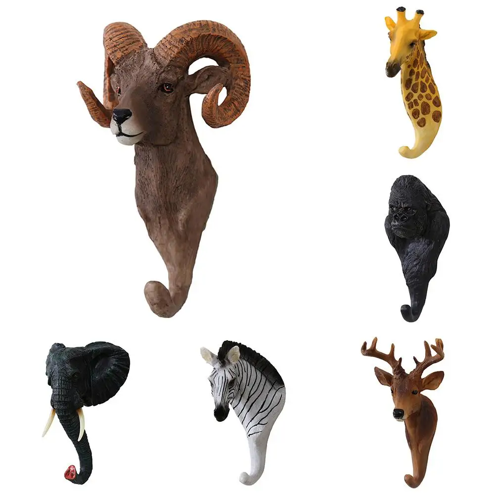 3D Animal Series Hook Wall Decor Hanger Wall Door Hook Bag Keys Holder Multi-Purpose Decorative Hook Home Decoration Wall Hook