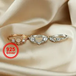 3-8MM Round Simple Rose Gold Gems CZ Stone Prong Bezel Solid 925 Sterling Silver Adjustable Ring Settings 1210034