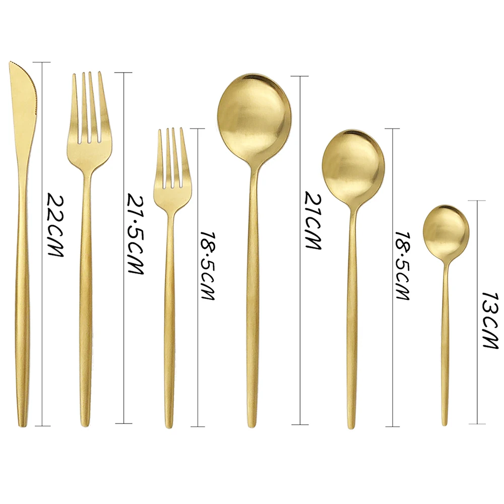 30Pcs Matte Gold Cutlery Set Stainless Steel Dinnerware Knife Dessert Fork Spoon Dinner Silverware Kitchen Party Tableware Set