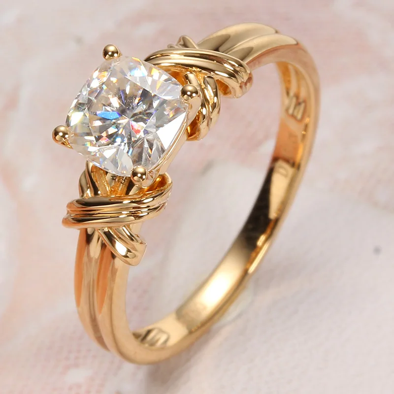 

18K goldr ring 1ct D VVS moissanite ring Engagement&Wedding Jewellery with certificate 0061