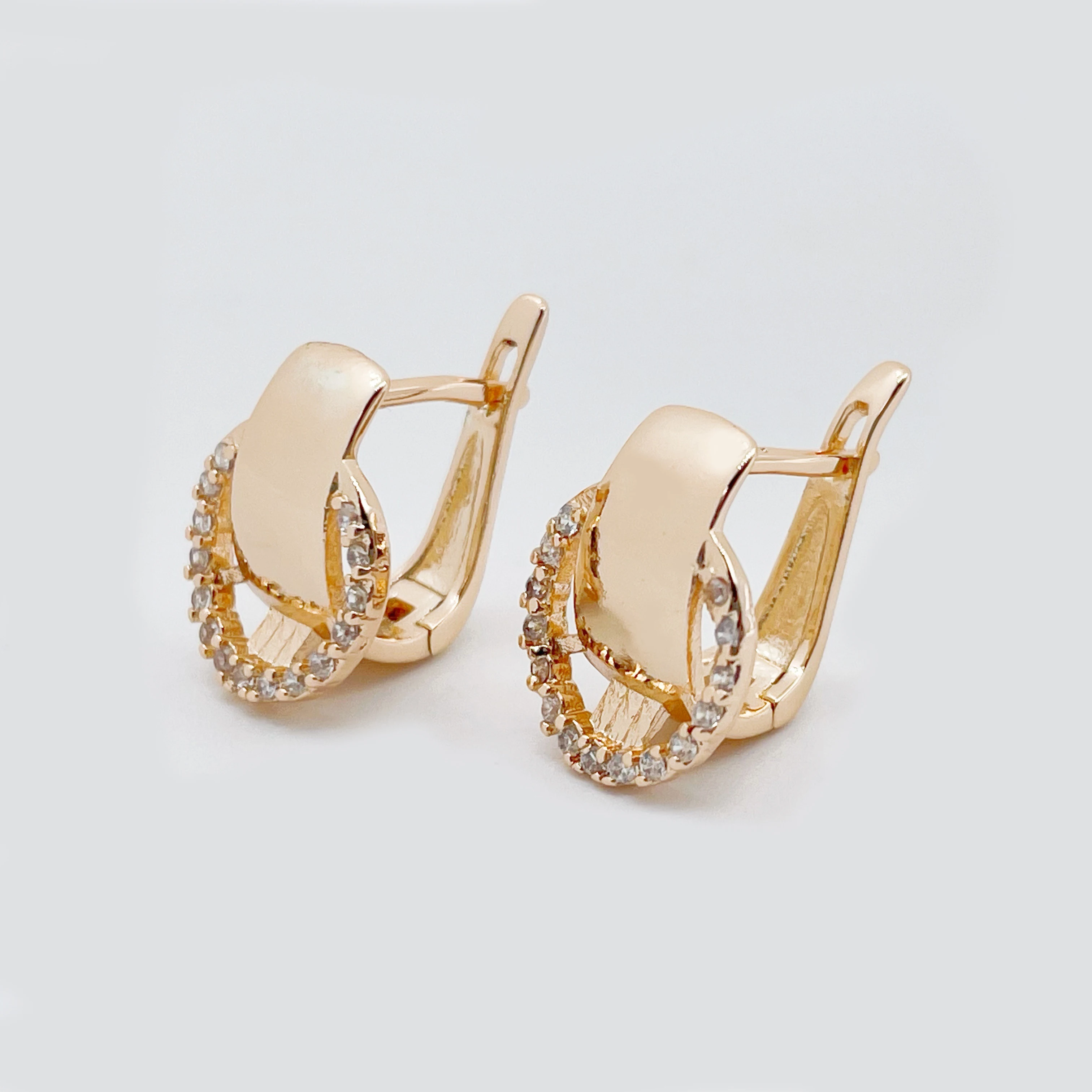 New Cute Round Natural Zircon Dangle Earrings Women Hollow Unique 585 Rose Gold/Rhodium Romantic Exclusive Jewelry