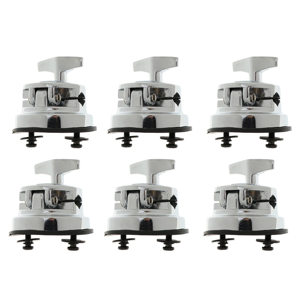 6pcs Durable Zinc Alloy Opened Drum Base Support Holder Drum Rack Clamp Drum Tom Mount Bracket Percussion Accessory