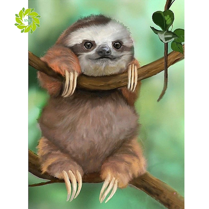 SNA New 5D DIY Diamond Painting sloth Animals Embroidery Full Square Diamond Cross Stitch Rhinestone Painting Home decor Gift