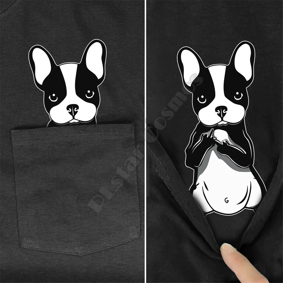 PLstar Cosmos T Shirt summer pocket French Bulldog printed t-shirt men for women shirts tops funny cotton black tees