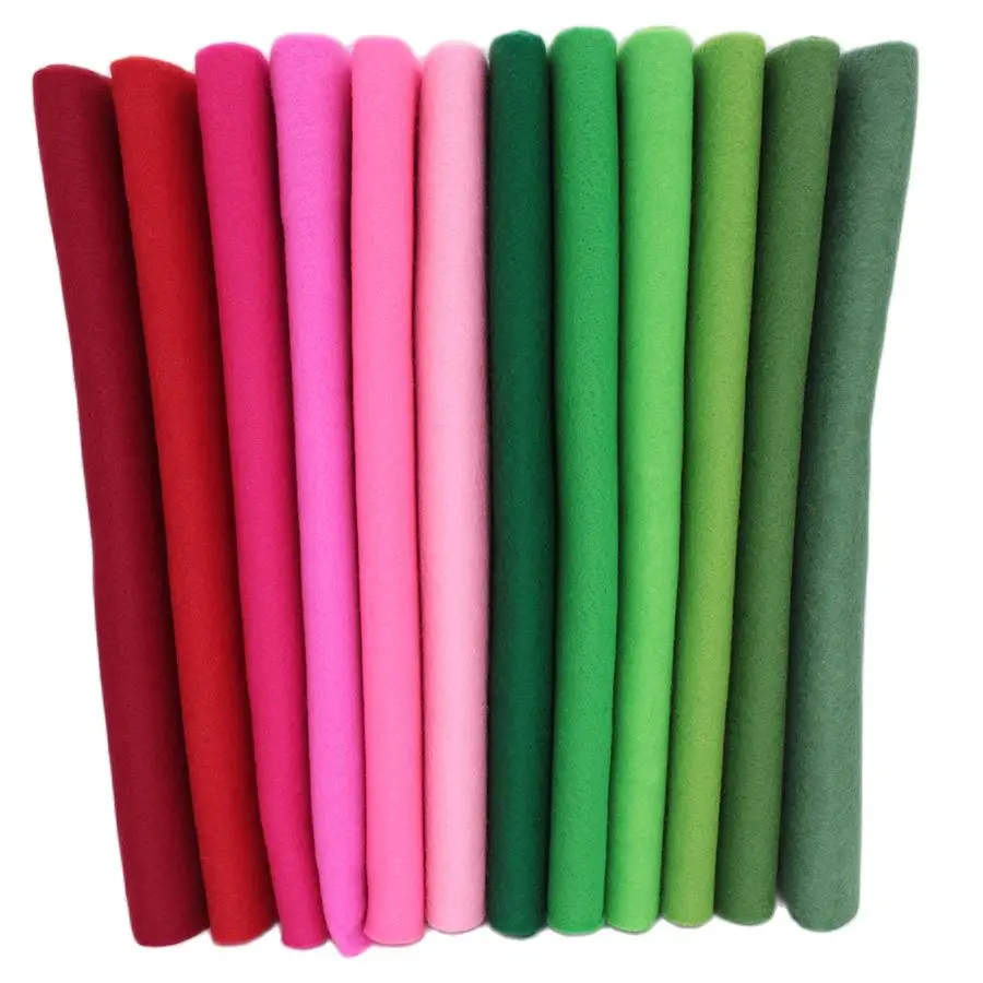 Christmas Soft Felt For Sewing DIY Crafts Dolls, Handmade Material,Polyester Fabric, Red Green 12 Pcs/Lot 25cmx28cm