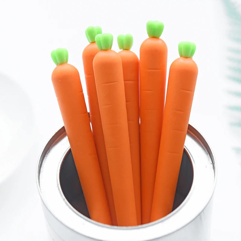 

24pcs/lot Fashion Carrot Design 0.5mm Black Ink Gel Pen Students' Signature Pen Office School Stationery Supplies Wholesale