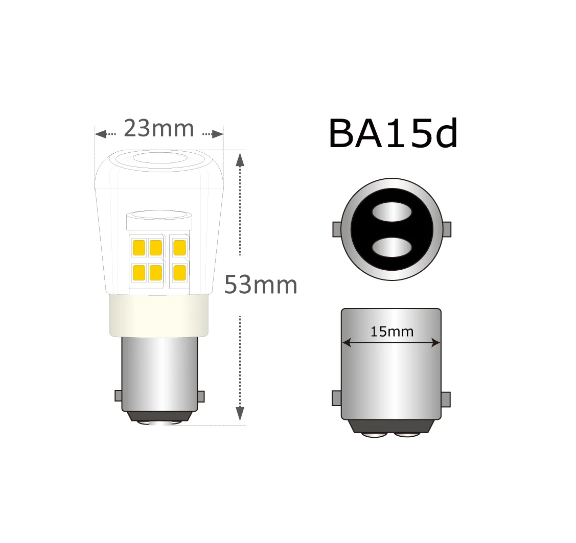 B15 s25 LED Pygmy Bulb BA15d with 2W,3000K,6000K,200 luments,Car Turn Signal Trunk Lamps Auto Rear Reverse Bulb,Pack of 2