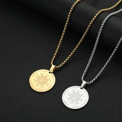 Chandler Stainless Steel Sun Necklace Sunshine Pendant Simple Jewelry Birthday Party Gifts for Men and Women