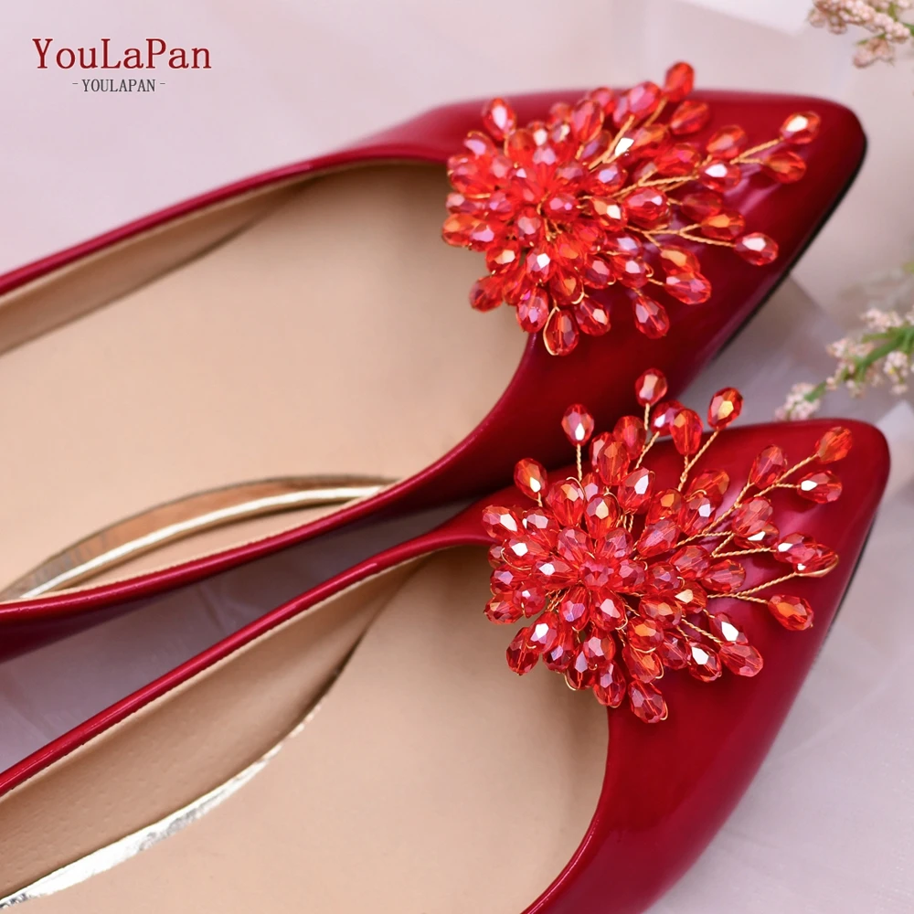 YouLaPan X41 2pcs/Lot Red Shoe Clips Buckles Wedding Bridal Decorations Shoes Clips Bridal Wedding Party Shoes Accessories