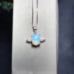 Angel necklace. Colorful natural fire color Opal, fairy tale Necklace 925 Sterling Silver Lady