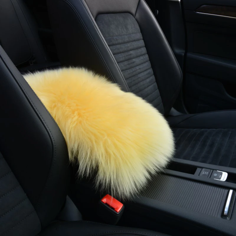 Universal Real Fur Plush Sheepskin Center Console Cover Furry Warm Fluffy Wool High Qulaity Furry Armrest Cover Car Accessories