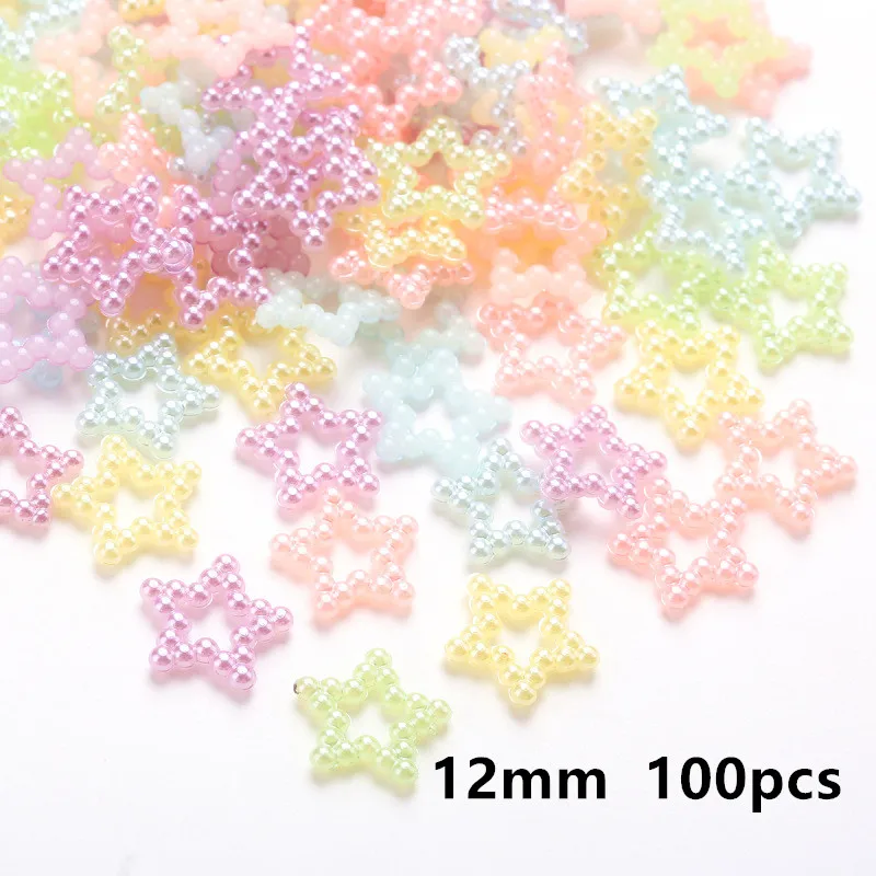 Mix Color Flower/Stars/Bowknot/Heart Shape ABS Half Round Pearl Flatback Beads For DIY Cloth Scrapbooking Jewelry Decoration