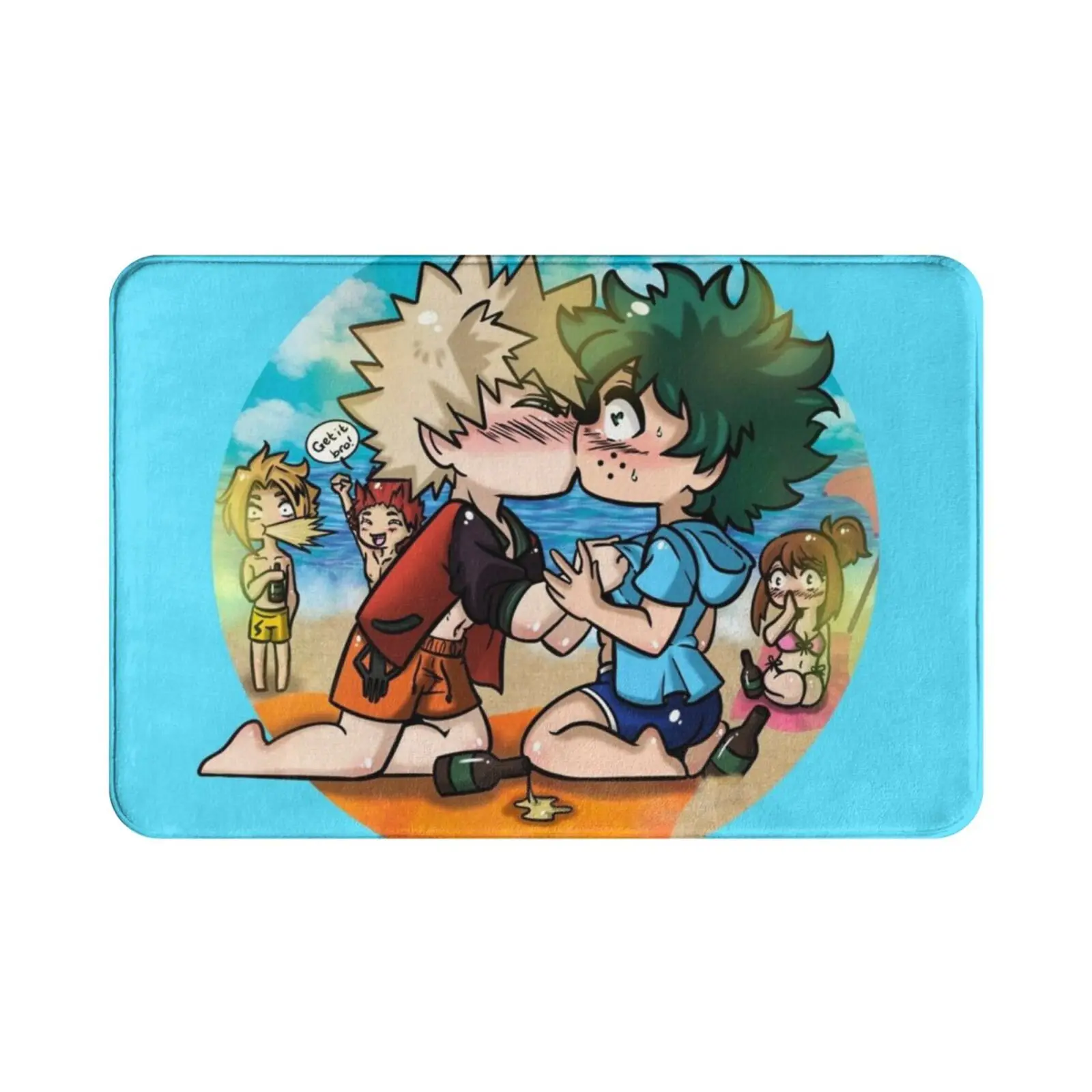 Bakugou And Deku Sharing A Drunken Kiss On The Beach Mha Carpet Mat Rug Cushion Soft Non-Slip Mha Bnha Bakugou Deku Katsuki