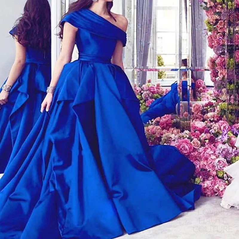 Robe de soiree abendkleid 2018 sexy eine schulter ballkleid vestido de festa longo royal blau Mutter der braut Kleider