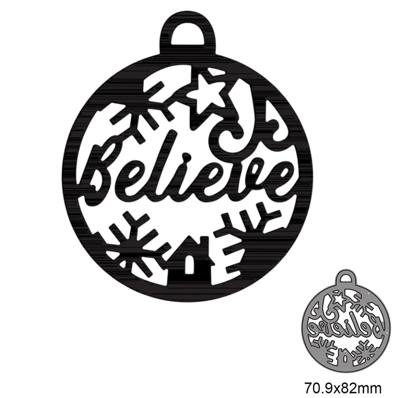 Believe Christmas Round Frame Metal Cutting Dies For DIY Scrapbook Cutting Die Paper Cards Embossed Decorative Craft Die Cut New