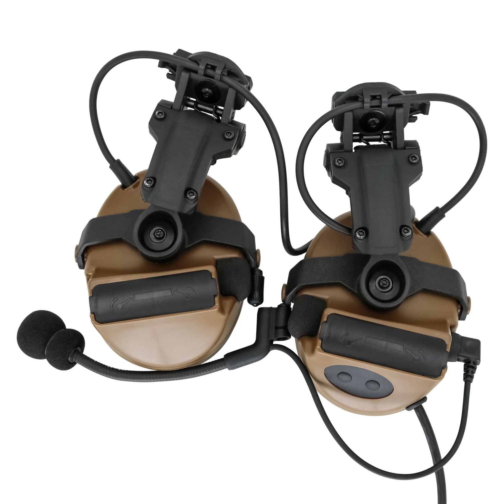 Tactical sponge earmuffs, electronic noise reduction pickups, hearing protection COMTACII ARC helmet rail adapter(CB)