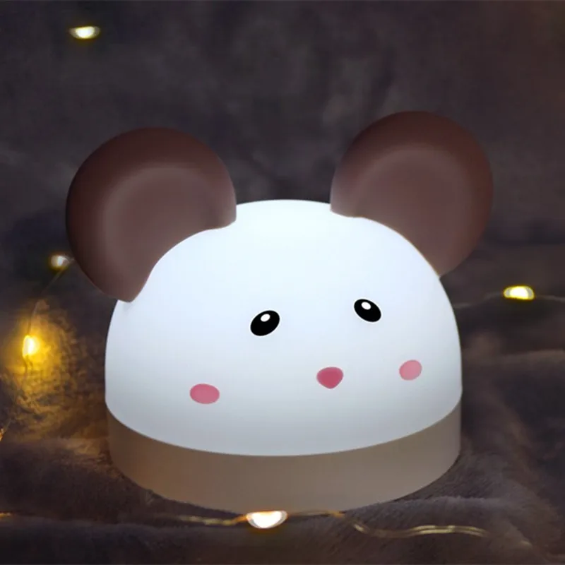 Dimmable LED Digital Alarm Clock Electronic LED Display Cute Mouse Night Lamp USB Charging Desk Clock For Home Decoration