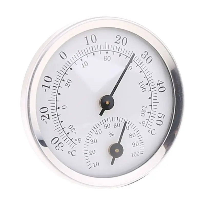 Mini Alloy Aluminum Wall Mounted Temperature Humidity Meter Thermometer & Hygrometer For Sauna Room Household