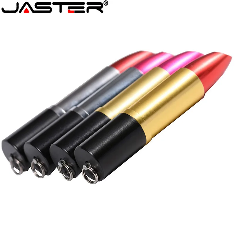 JASTER Lipstick Model USB Flash Drives 128GB Metal Pen Drive 64GB Red Memory Stick Creative Gifts Pendrive 32GB 16GB 8GB 4GB