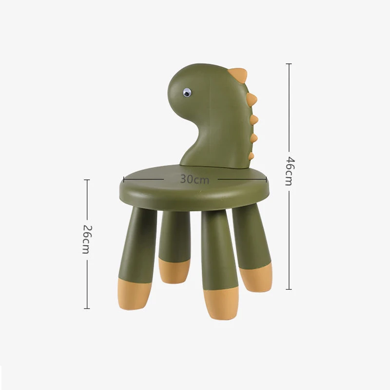 46x30cm Cute Cartoon Dinosaur PP Stool Chair Kitchen Helper Tower Kids Stool with Backrest Safety Thick Waterproof Anti Slip