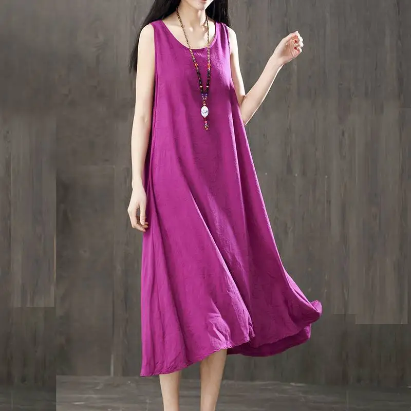 Solid Sleeveless Elegant Casual Loose Long Dress Women 2022 Long Dresses Summer Beach Holiday Home Vest Maxi Dress