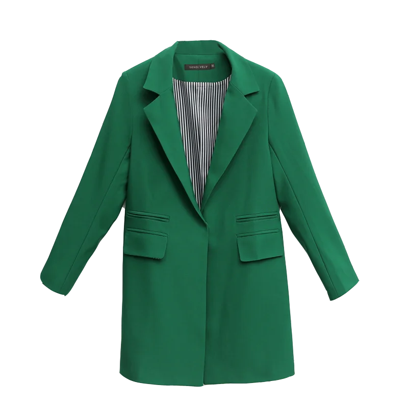 Spring Autumn Fashion Casual Women Suit Jacket Green Black Single Button Long Sleeve Lady Coat Slim Elegant Blazers And Jackets