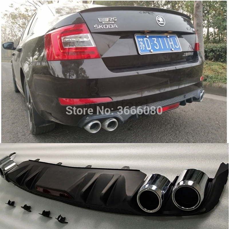 For Skoda Octavia 2014-2018 High Quality ABS Black Rear Bumper Lip Trunk Spoiler Rear Diffuser Protector Car Styling