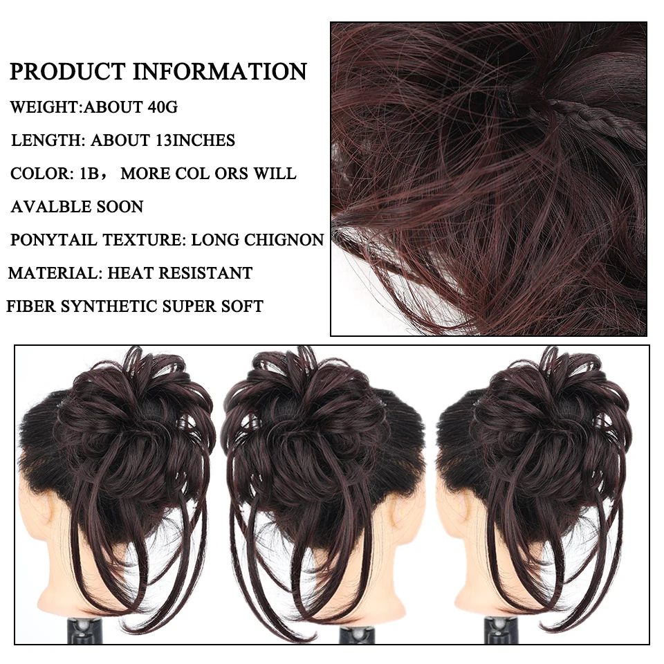 O cabelo encaracolado encaracolado encaracolado sintético de lupu parte chignon super longo tousled updo scrunchies com faixa de cabelo elástica para extensões femininas