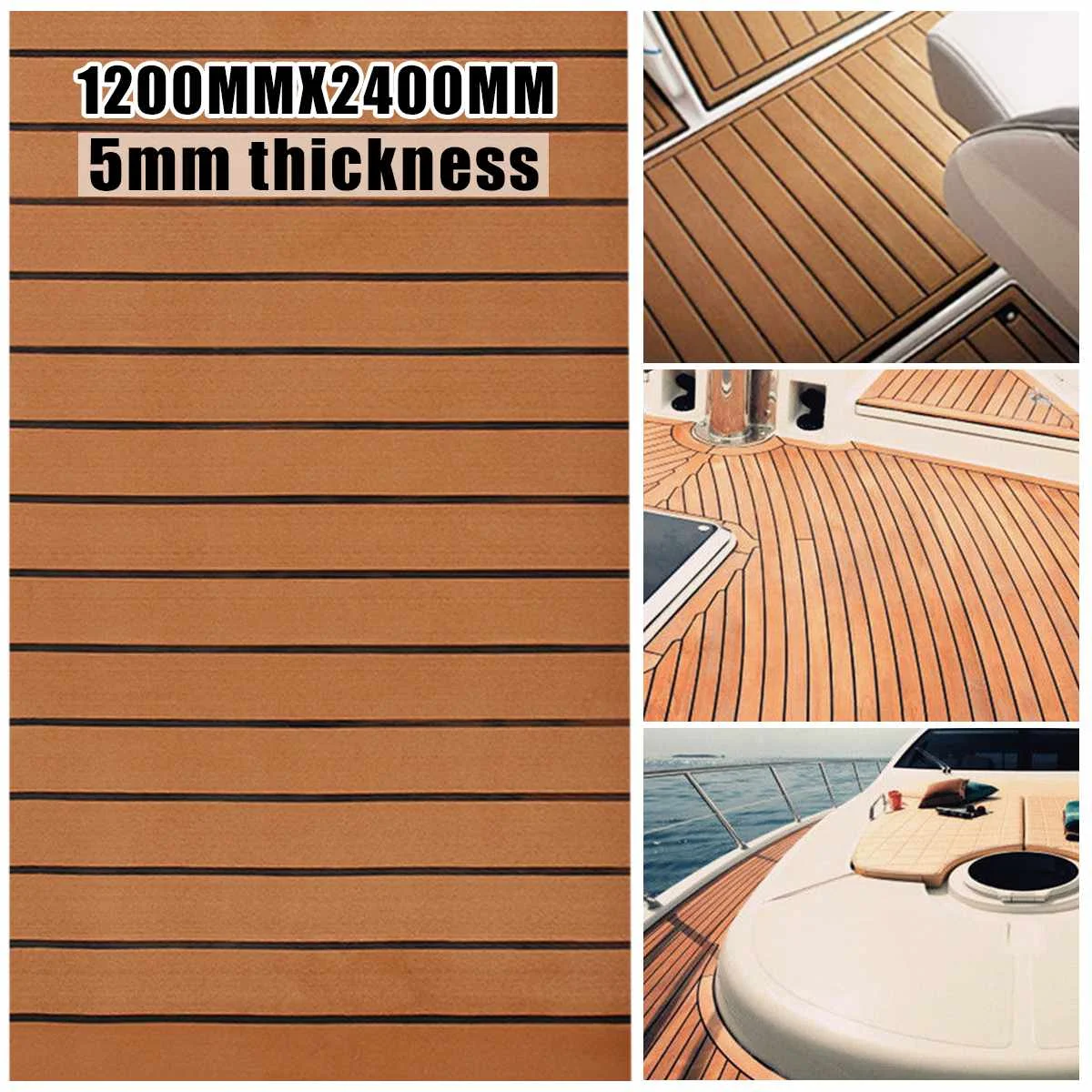 240cm Self-Adhesive EVA Foam For Boat Marine Flooring Faux Teak Decking Sheet Marine Striped Yacht Mat Deck Mat Vehicle Pad