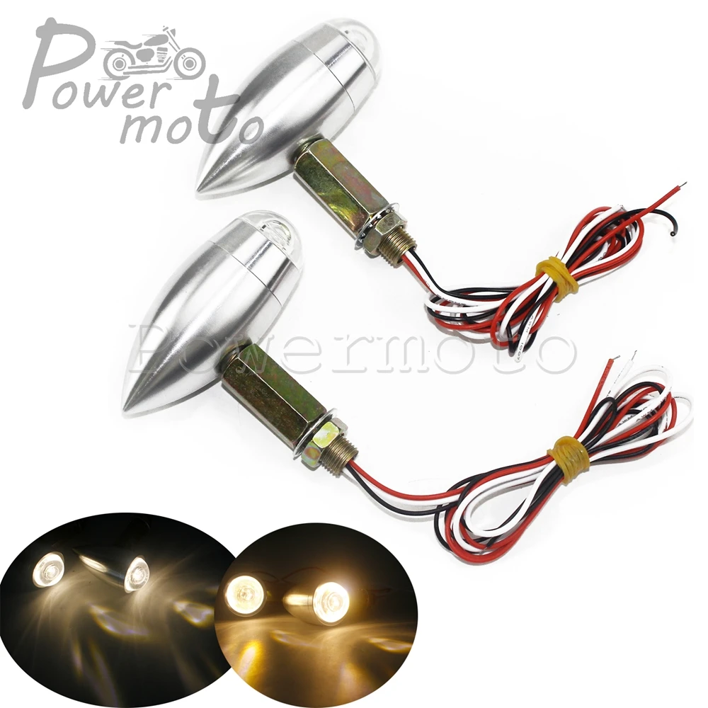 Aluminum LED Blinker Turn Signal  Indicator For Harley Cafe Racer Kawasaki 12v Retro Bullet Flashing Light 10mm Bolt Fairing 