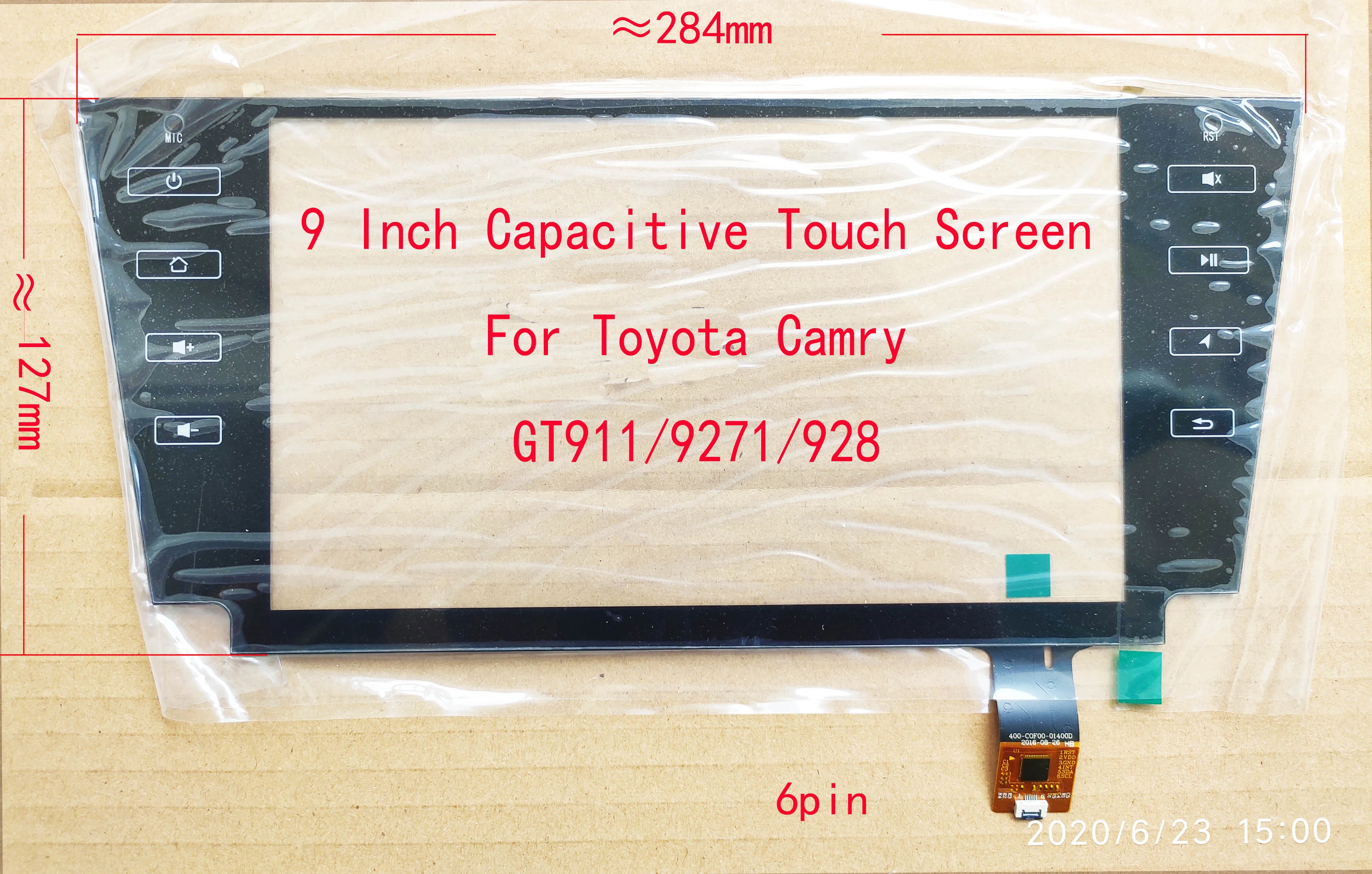 

9 Inch Touch Screen Digitizer Sensor For Toyota Camry GT911 928 9271 6Pin ZP24000-9-J 090-10300 1284*127mm Support wholesale