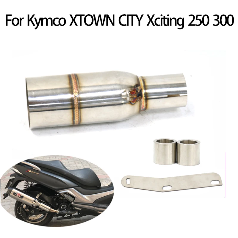 

For Kymco XTOWN CITY Xciting 250 300 CT250 CT300 Motorcycle Exhaust Middle Mid Link Pipe Muffler Connect Tube Stainless Steel