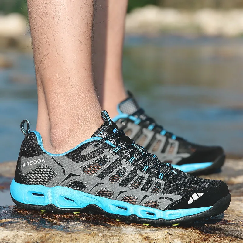 Moda verão sapatos de trekking femininos casais tamanho 36-46 sola oca respirável tênis de praia masculino sapatos de caminhada ao ar livre feminino