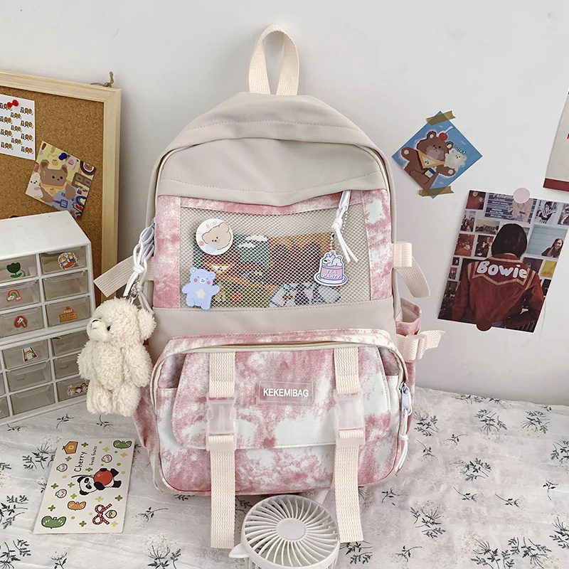 Fashion Women Backpack Kawaii Girls Schoolbag for Teenager Bookbag Cute Canvas Shoulder Bag Female Travel Mochila