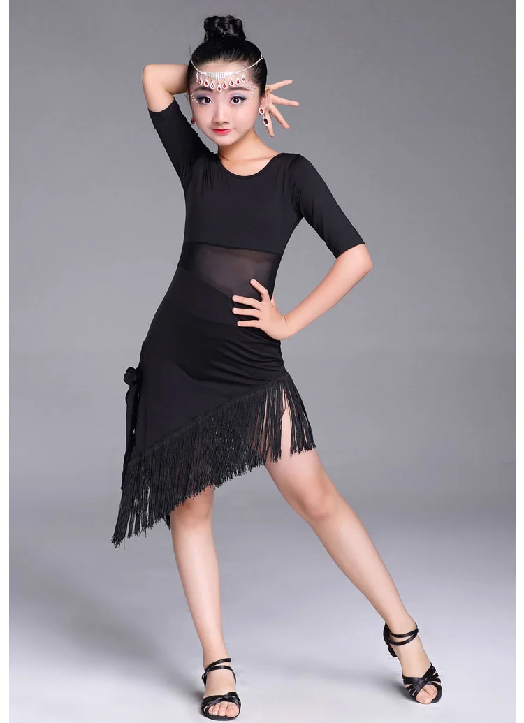 Kinder Latin Dance Kleid 2020 Nachrichten Swing Dance Kleid Mit Fransen Tango Salsa Ballsaal Kinder Kleider für Mädchen Kostüm Wettbewerb