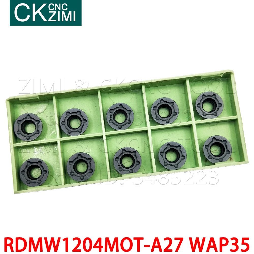 Insertos de carburo de fresado circular, herramienta indexable de torno de Metal CNC, 10P RDMW RDMW1204MOT-A27 WAP35 RDMW1204M0T-A27 WAP35