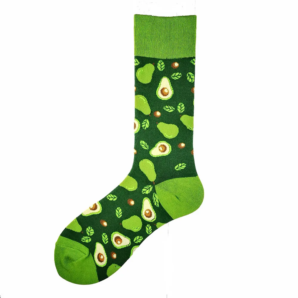 1 paio di calzini da uomo in cotone pettinato Harajuku Colorful Cartoon Cute Funny Kawaii Dog Cat Avocado Socks For Christmas Gift